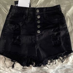 Black high waisted jean shorts from Fashion Nova